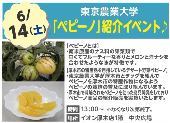 6月14日　イオン厚木店でペピーノの紹介・加工品を販売！